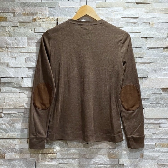 Ralph lauren brown elbow patch shoulder zip top - Picture 2 of 12